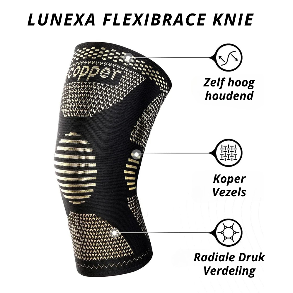 FlexiBrace Knie | Koperen Kniebrace voor Artritis, Pijnverlichting en Ondersteuning