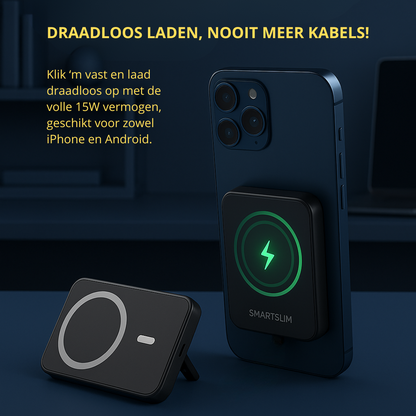 SmartSlim Powerbank | Dunste 10.000 mAh magnetische draadloze oplader en Powerbank ineen