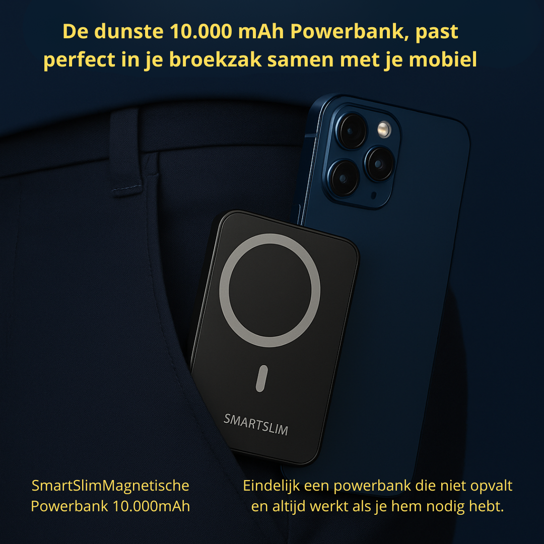 SmartSlim Powerbank | Dunste 10.000 mAh magnetische draadloze oplader en Powerbank ineen