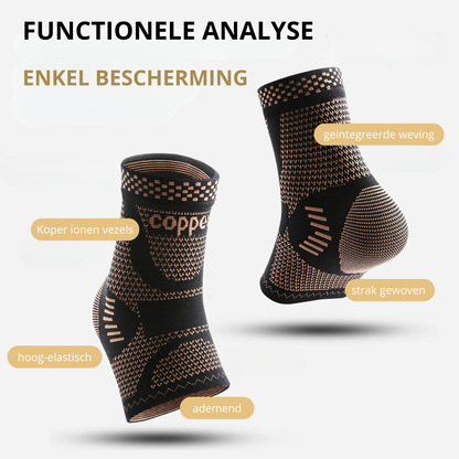 FlexiBrace Ankle | Koperen enkelbrace, geïnfuseerde enkel sokken voor voetpijn, verstuikte enkel, herstel