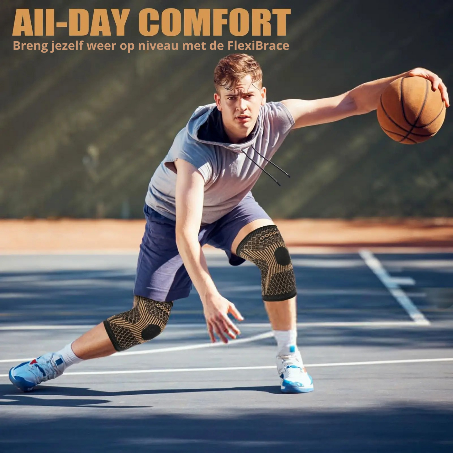 FlexiBrace Knie | Koperen Kniebrace voor Artritis, Pijnverlichting en Ondersteuning 1 plus 1 GRATIS