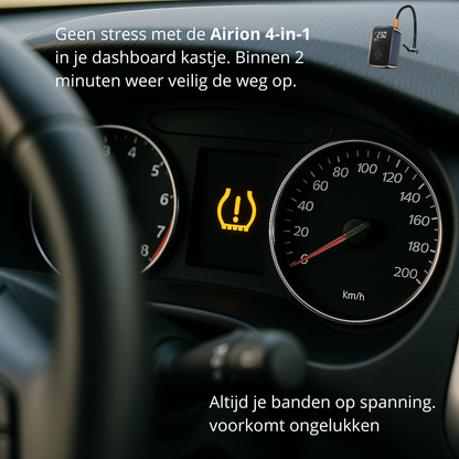 Airion 4-in-1 | Draagbare elektrische pomp voor Fiets, Auto, Luchtbed, of bal.