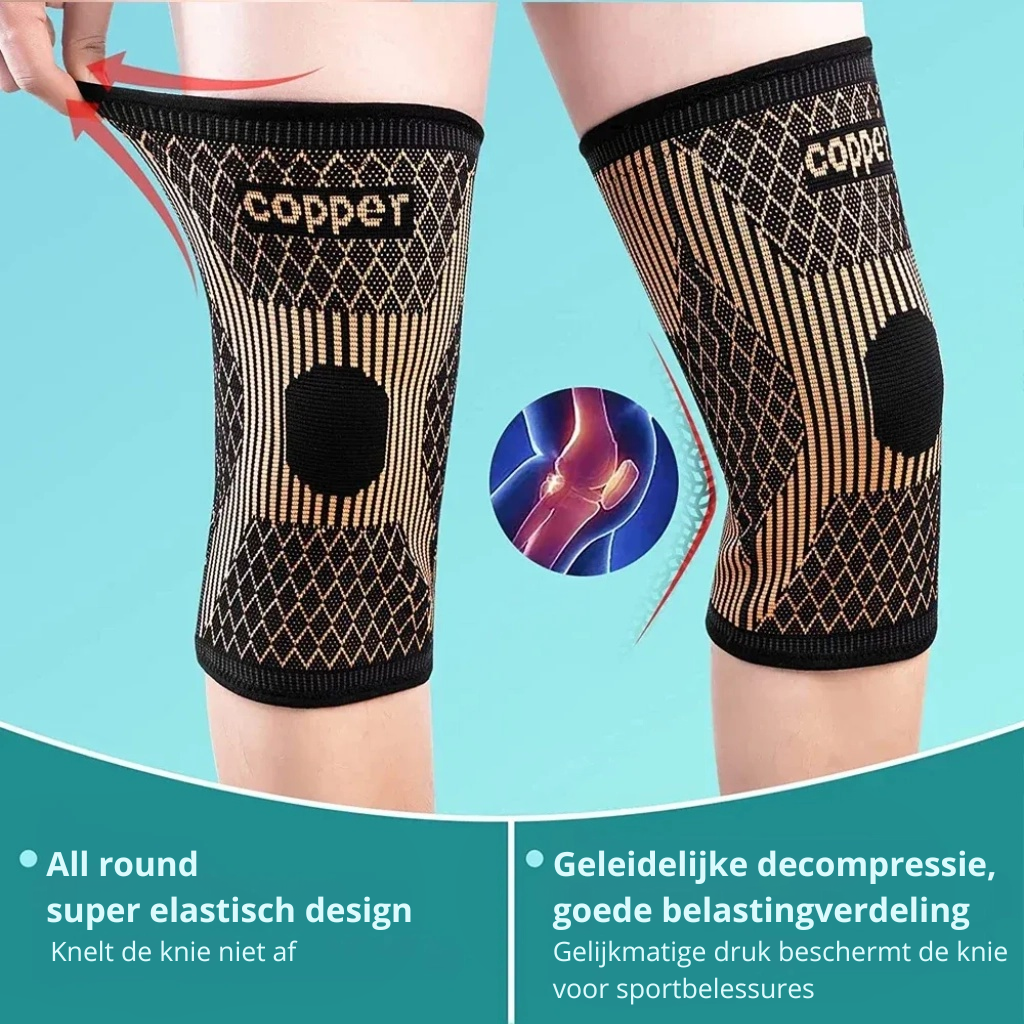 FlexiBrace Knie | Koperen Kniebrace voor Artritis, Pijnverlichting en Ondersteuning 1 plus 1 GRATIS