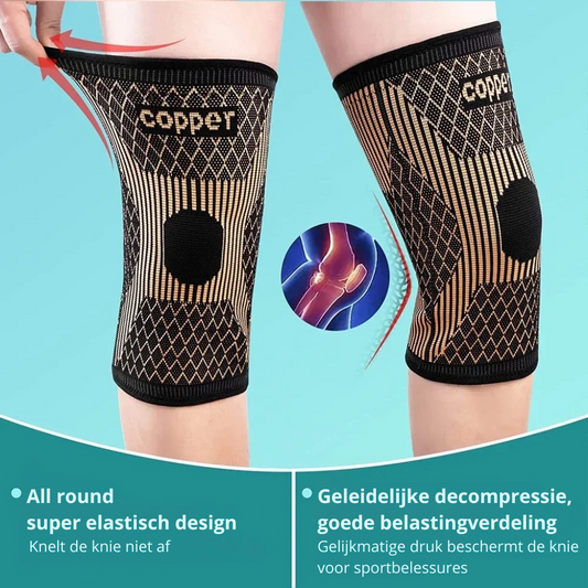 FlexiBrace Knie | Koperen Kniebrace voor Artritis, Pijnverlichting en Ondersteuning 1 plus 1 GRATIS