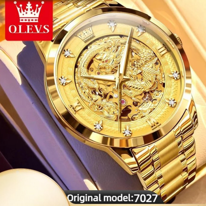 OLEVS 7027 Golden Dragon Luxe Horloge Mannen