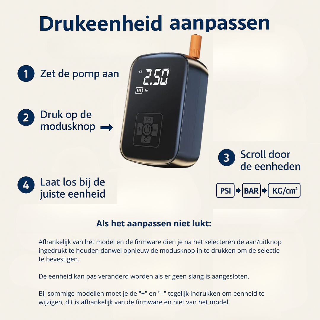 Airion 4-in-1 | Draagbare elektrische pomp voor Fiets, Auto, Luchtbed, of bal.