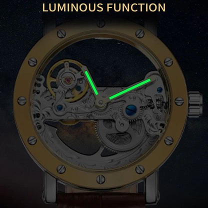 Skeleton Eclipse Automatic- Leather edition | Automatisch Horloge Leren band Mechanisch Waterdicht