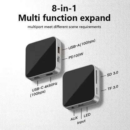 8 in 1 magnetische hub USB C dockingstation Type C naar HDMI 4K60Hz adapter USB A 3.2 10Gbps PD100W USB-hubsplitter voor pc-laptop2025-10-21 17:45:14