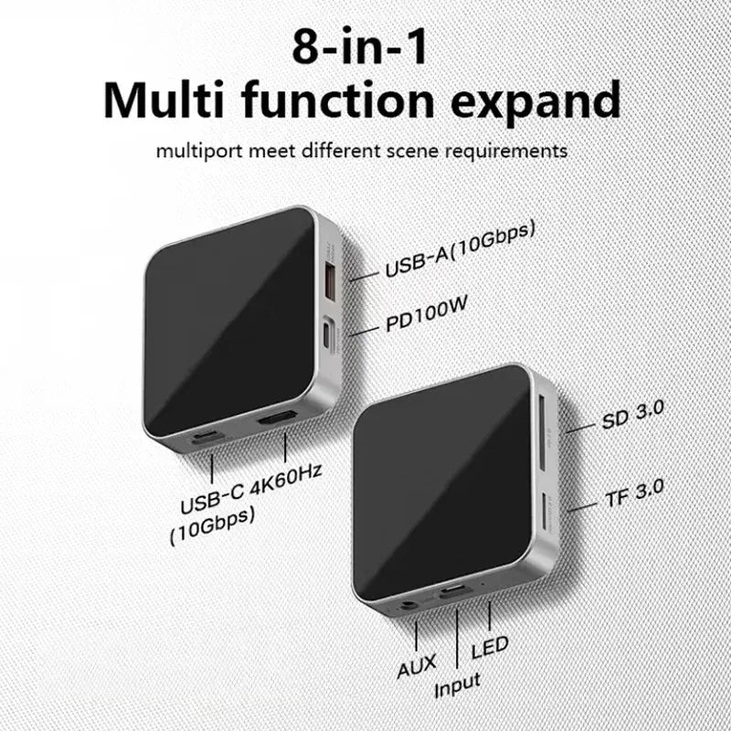 8 in 1 magnetische hub USB C dockingstation Type C naar HDMI 4K60Hz adapter USB A 3.2 10Gbps PD100W USB-hubsplitter voor pc-laptop2025-10-21 17:45:14