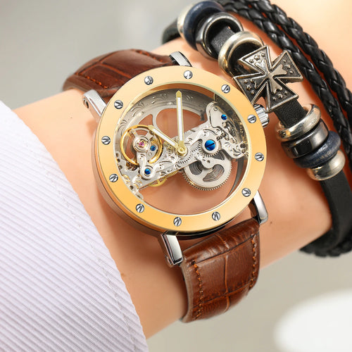 Skeleton Eclipse Automatic- Leather edition | Automatisch Horloge Leren band Mechanisch Waterdicht