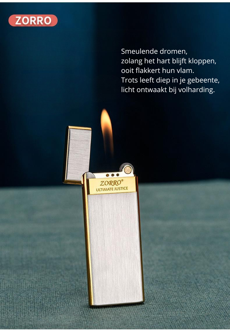 ZORRO Ultra Thin | Ultra dun Merk aansteker voor mannen en vrouwen