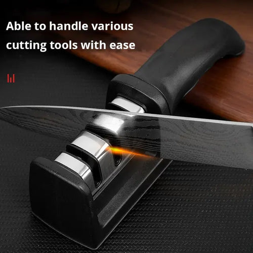 1Pc Black 3-Stage Kitchen Knife Sharpener, Handheld Multi-Functional Sharpening Tool for Household Use2025-10-13 23:33:55