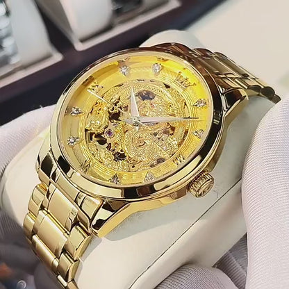 OLEVS 7027 Golden Dragon Luxe Horloge Mannen